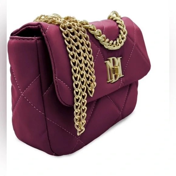 New Badgley Mischka Plum Quilted Crossbody  Bag - Picture 2 of 4
